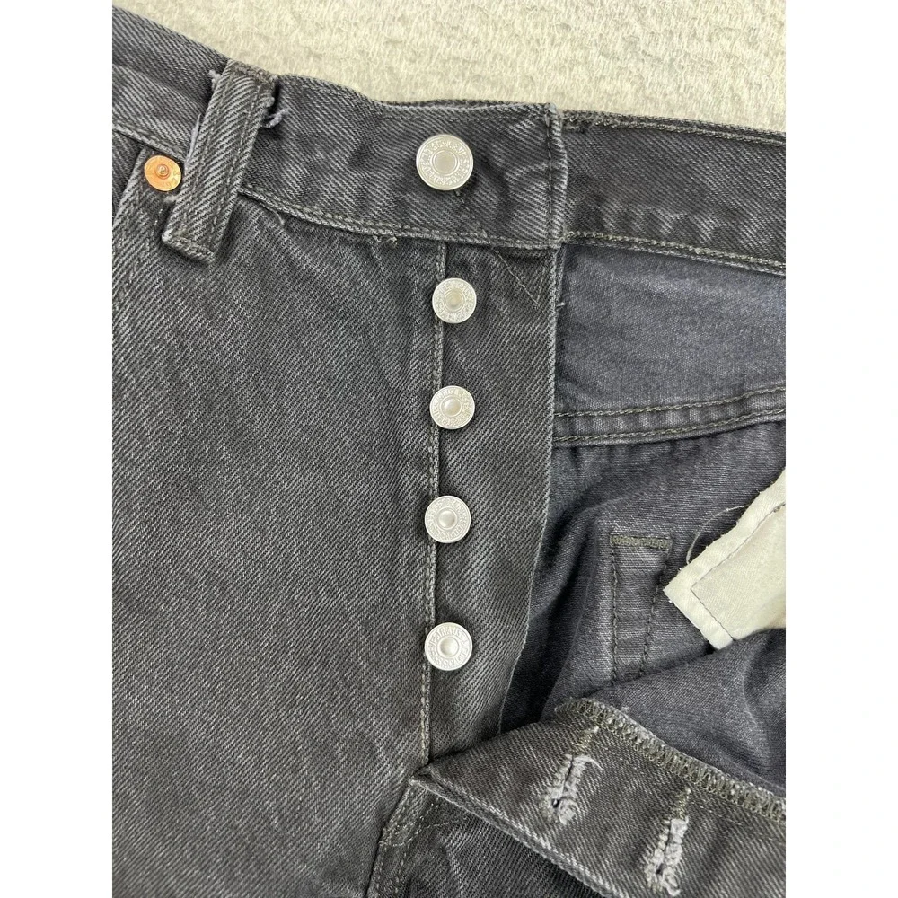 Levis 501 Jeans Mens 33x32 Black Regular Straight Denim Button Fly Charcoal Wash